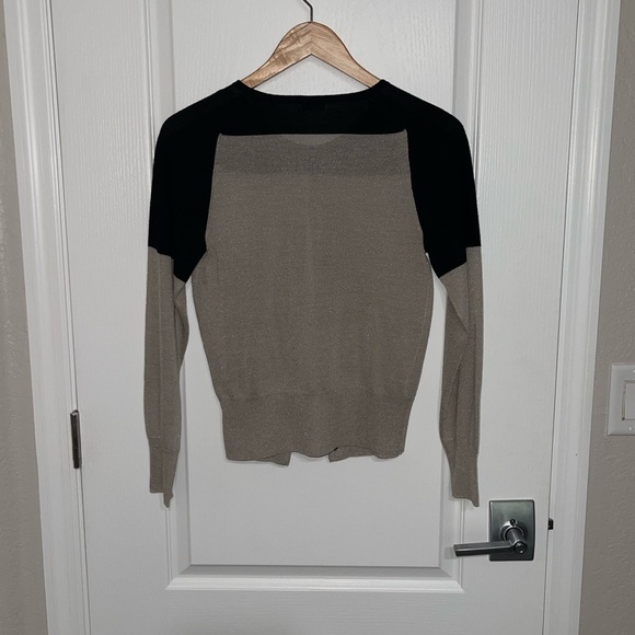 Dries Van Noten Beige/Black Color Block Wool/Silk Shimmer Accent Cardigan Small - Picture 7 of 7